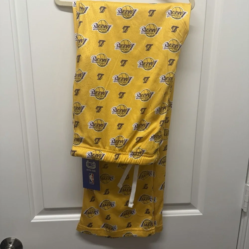 LOS‎ ANGELES LAKERS MENS SLEEP LOUNGE PAJAMA PANT XL POLYESTER YELLOW